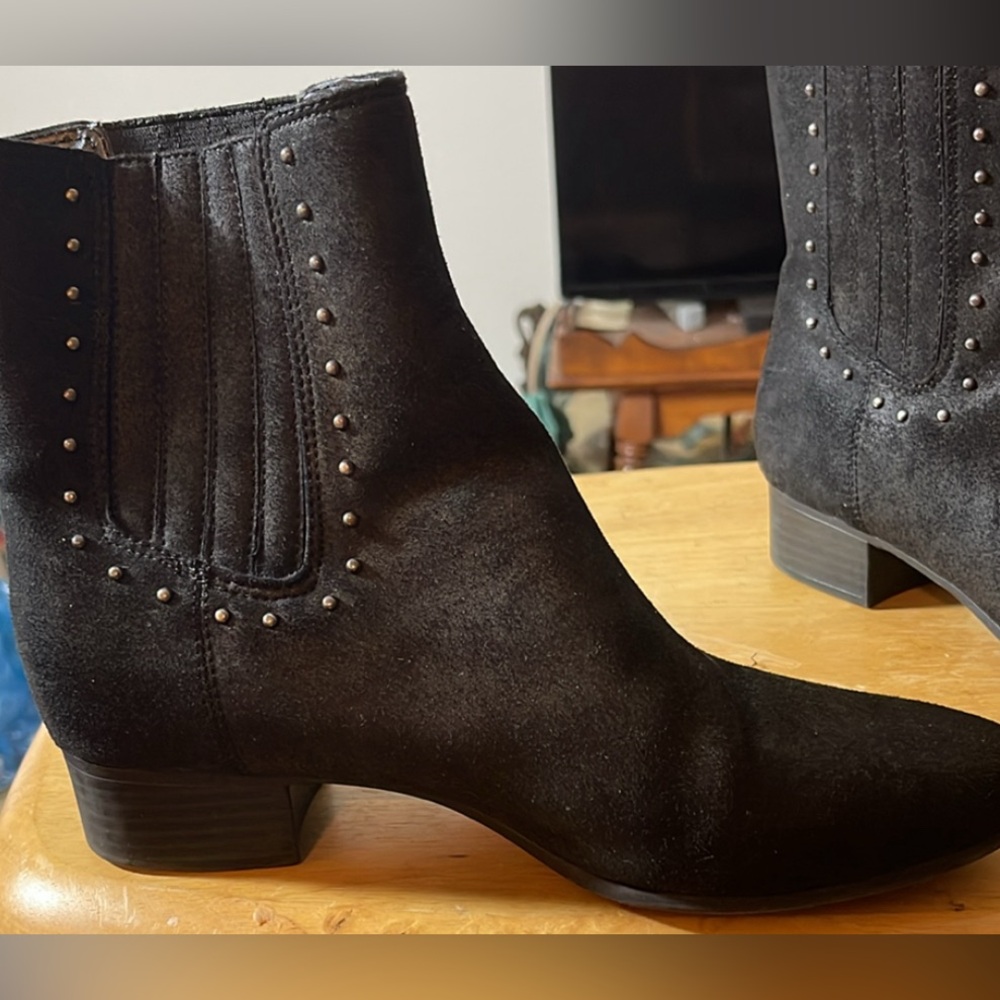 A2 By Aerosoles Women's Date Night Studded Boots Size 8 Black Faux Suede…